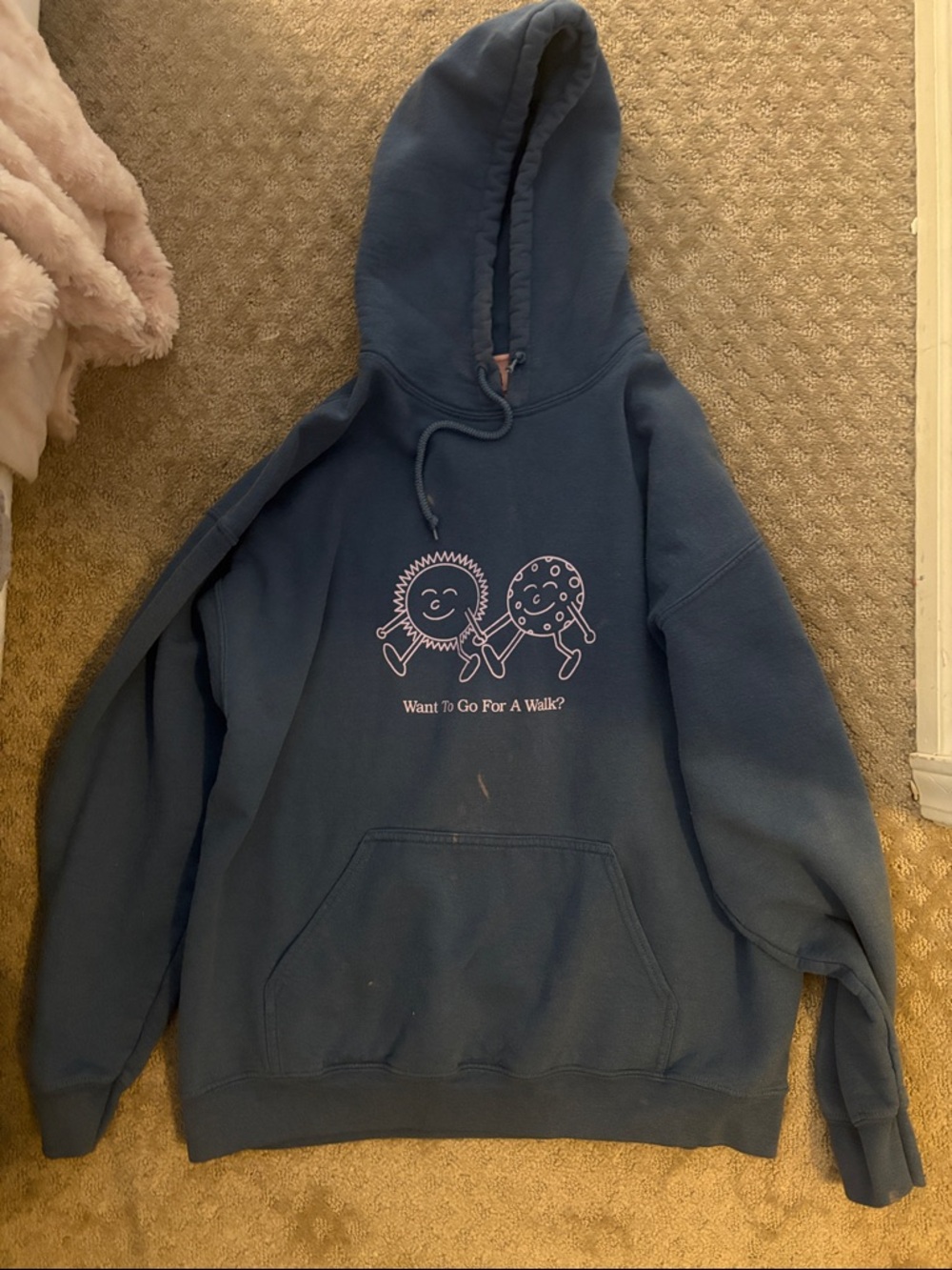 LONELY GHOST blue graphic hoodie